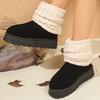 Damen Gemütliche Schlupf-Mid-Calf-Stiefel mit Dicksohliger Plateausohle