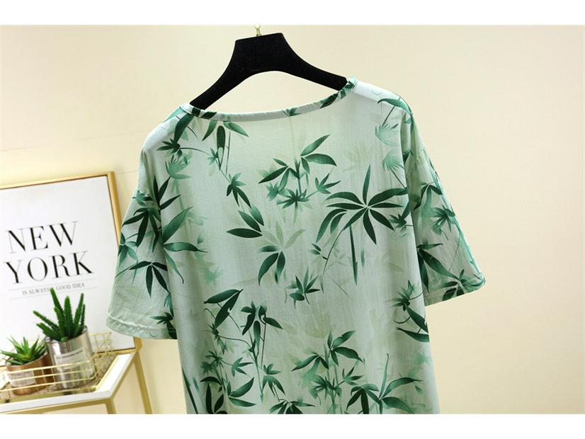 2025 Summer Floral Cotton and Silk Midi Dress - Short Sleeve, Loose Fit Nightgown