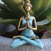 Yoga Lady Figurine Bronze and Turquoise 24 cm