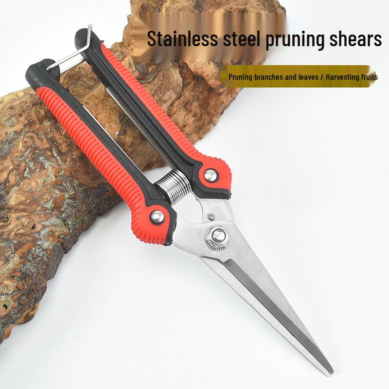 Stainless Steel Straight Head Pruning Shears for Garden, Fruit Picking, and Bonsai Trees