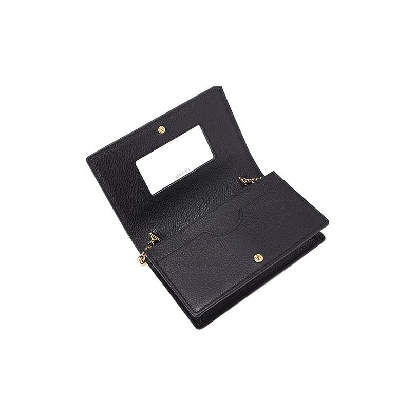 Gucci GG Marmont Leather Chain Crossbody Bag In Black For Women Daily Use