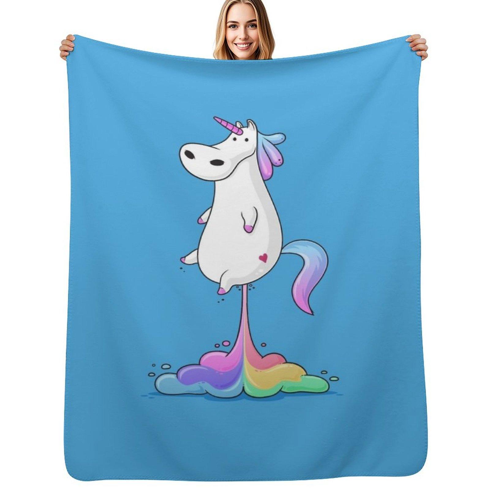 

Unicorn Fart Throw Blanket Faux Fur Soft Warm Blanket for Bed 102x76cm(40x30in)