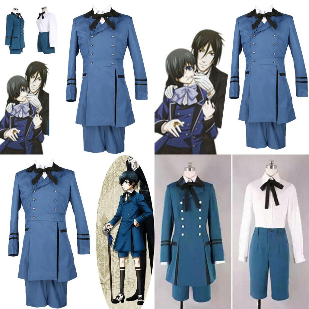 Stylish Blue And White Ciel Phantomhive Costume Outfit For Unisex Cosplay Events