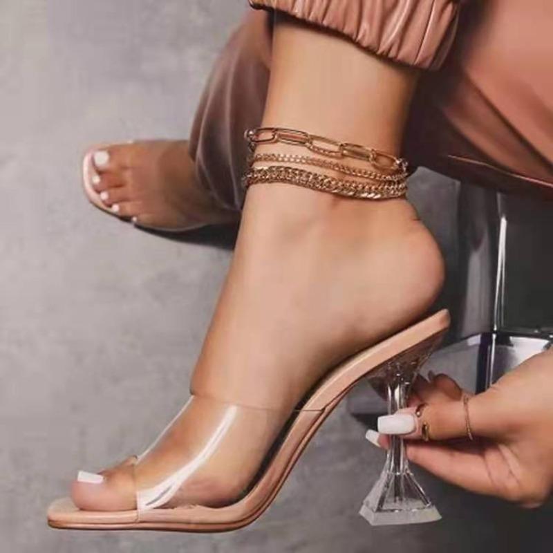 

Summer Designer Sandals New Women s Sandals Sexy and Fashionable High Heel Open Toe Thin Sole Slope Heel Large Women s Slippers 43