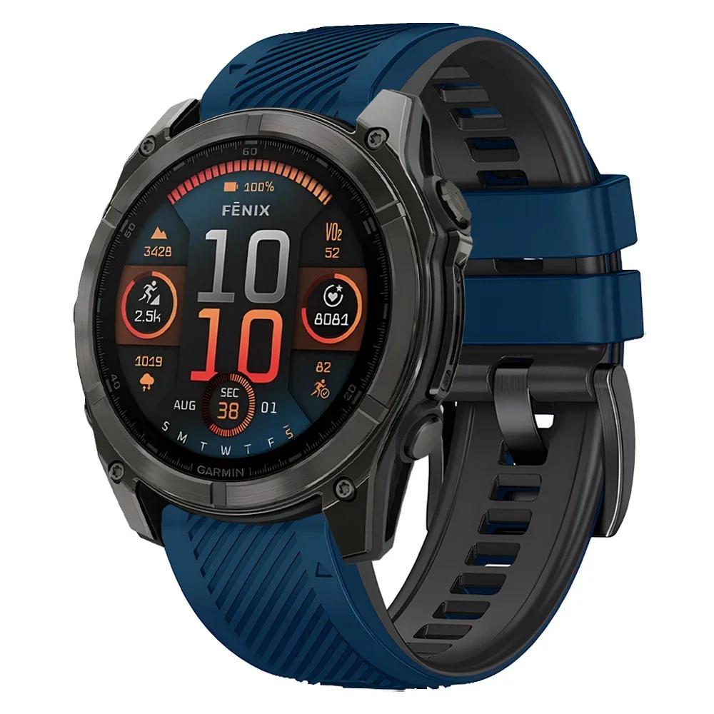 Two-Tone Silicone Watch Band For Garmin Fenix 8 E 47mm Accessories For Garmin Enduro 3 / Fenix8 51mm QuickFit 26mm 22mm Strap