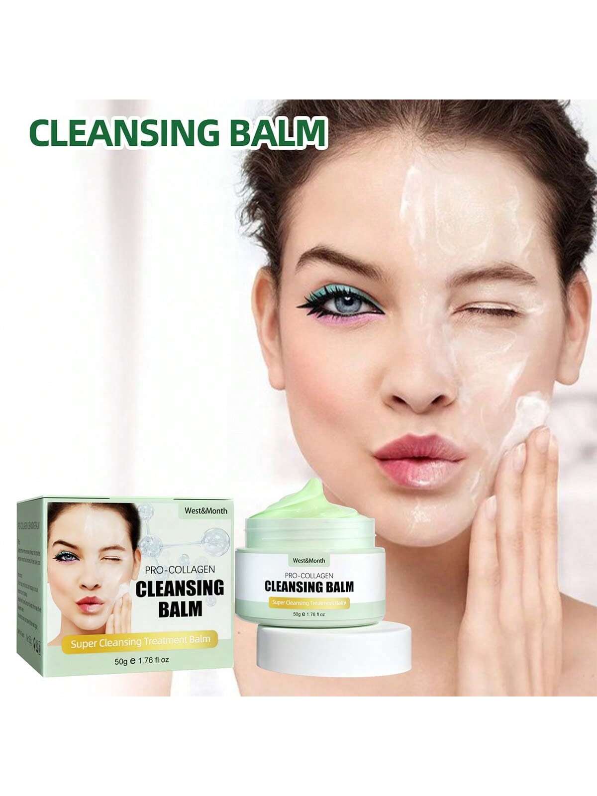 

50 г средства для снятия макияжа. Натуральное, легкое в переноске, быстрое средство для снятия макияжа, мягкое, глубокое очищение. Легко эмульгируется, ополаскиватель, увлажняющий, не легко затягивается. Инструмент для макияжа. one-size мятный зеленый