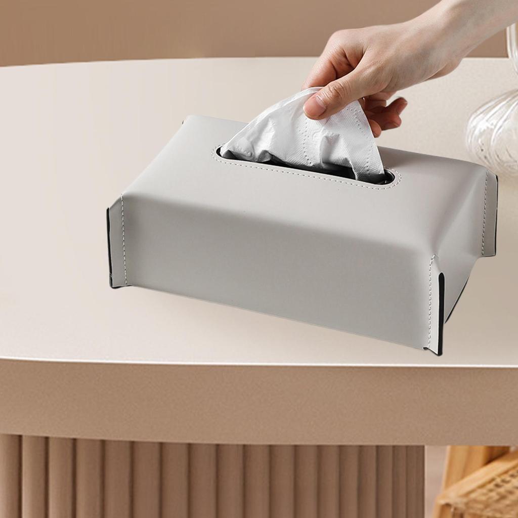 PU-läder Servettlådehållare Servettlådelock för Skrivbord Kaffebord Badrum