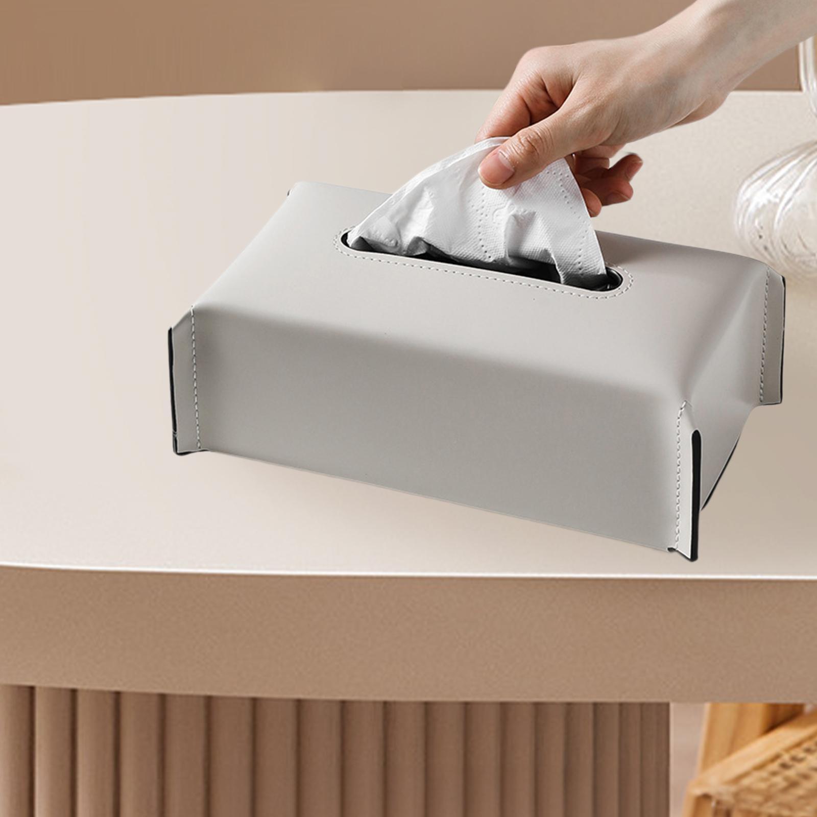 PU Leather Tissue Box Holder Tissue Box Cover for Desk Coffee Table Bathroom серый