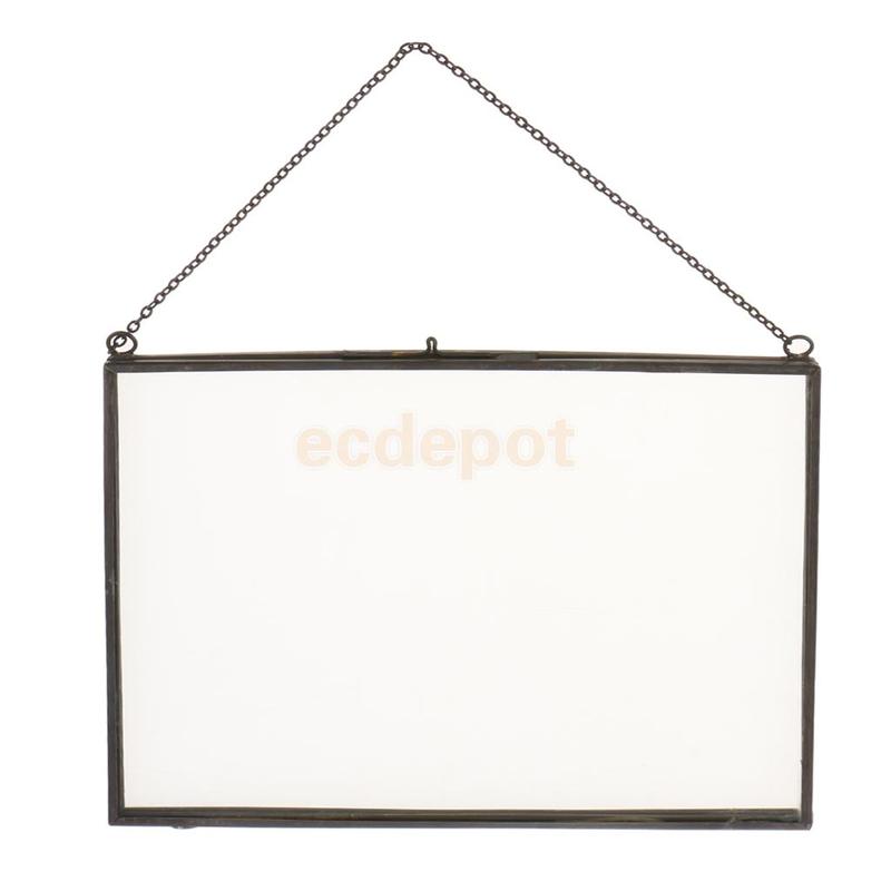 MagiDeal Industrial Style Double Sided Glass Hanging Photo Frame Wall Frame Flower Plant Specimen Portrait Display Frame Holder