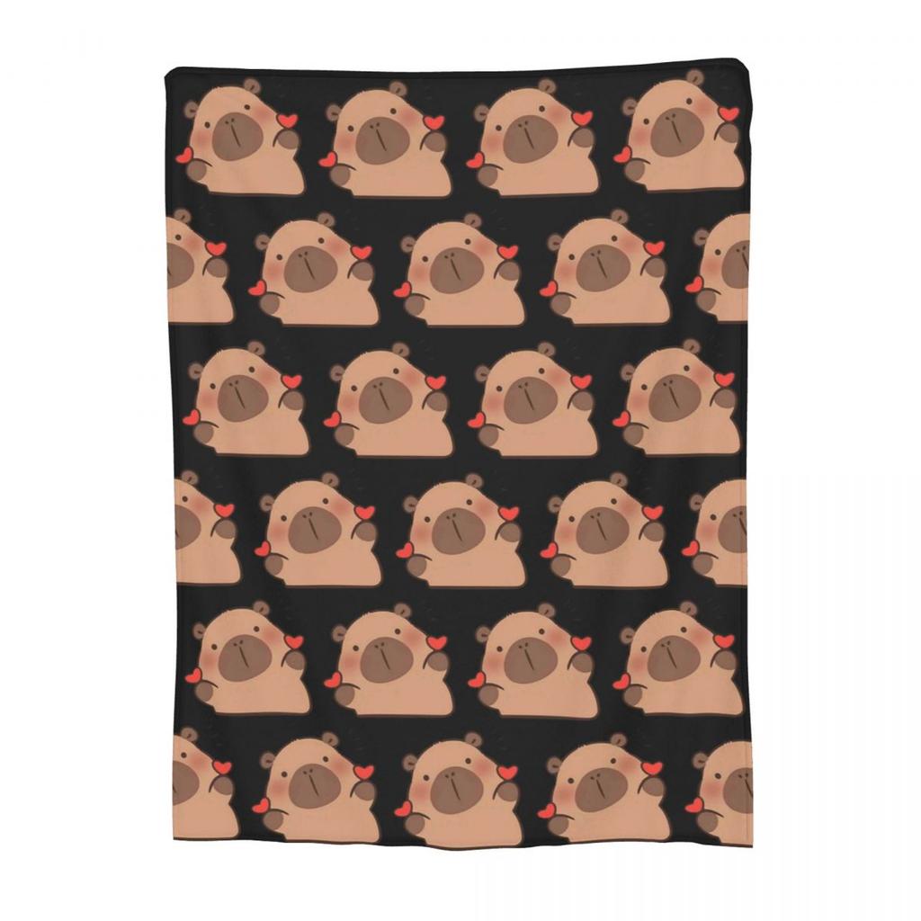 Capybara Cute Green And Brown Animal Blanket Soft Warm Flannel Throw Blanket Plush for Bed Living Room Travel Home Couch