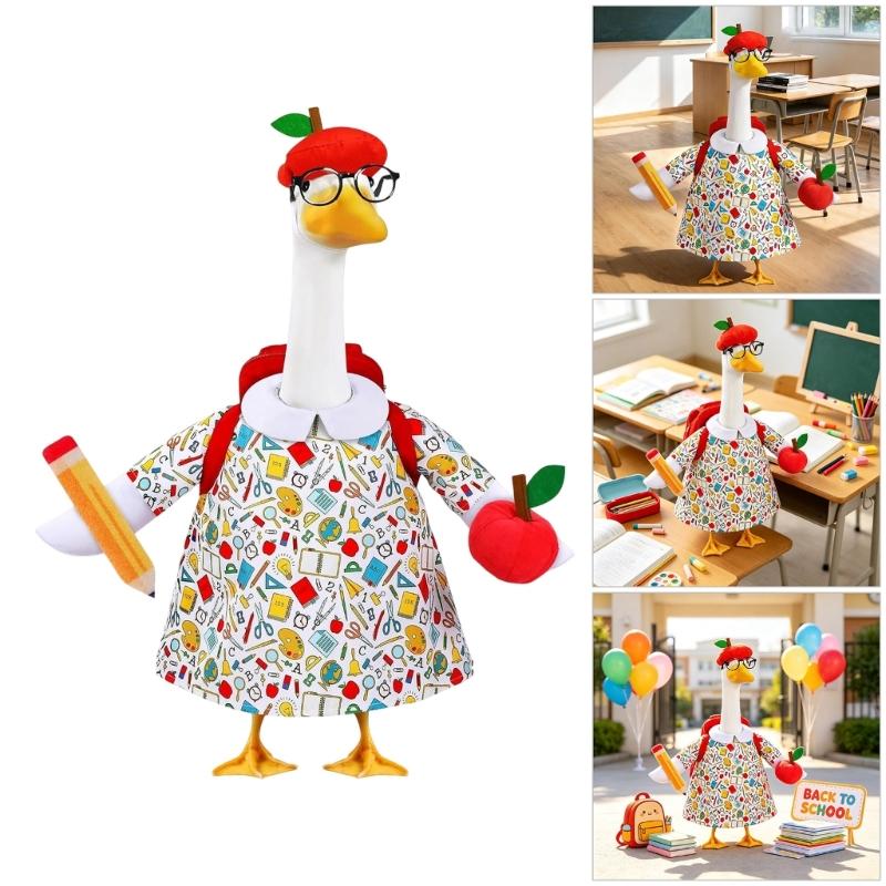 Gooses Statue Outfit Set for School Season Display, Polyester Garden Figure Clothing Gooses School Classroom Outdoor Patio Yard Lawn Art Decoration