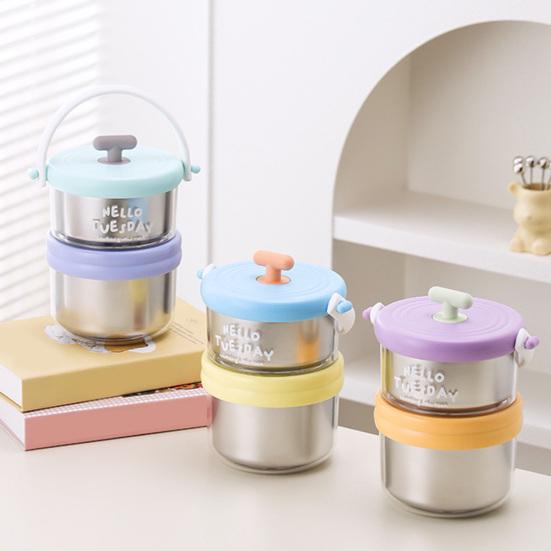 Mehrschichtige Brotdose Edelstahl Isoliert Bento Box mit herausnehmbarem Fach Auslaufsicher Tragbar Tragbarer Essensbehälter für Büro Fitnessstudio Picknick Reisen