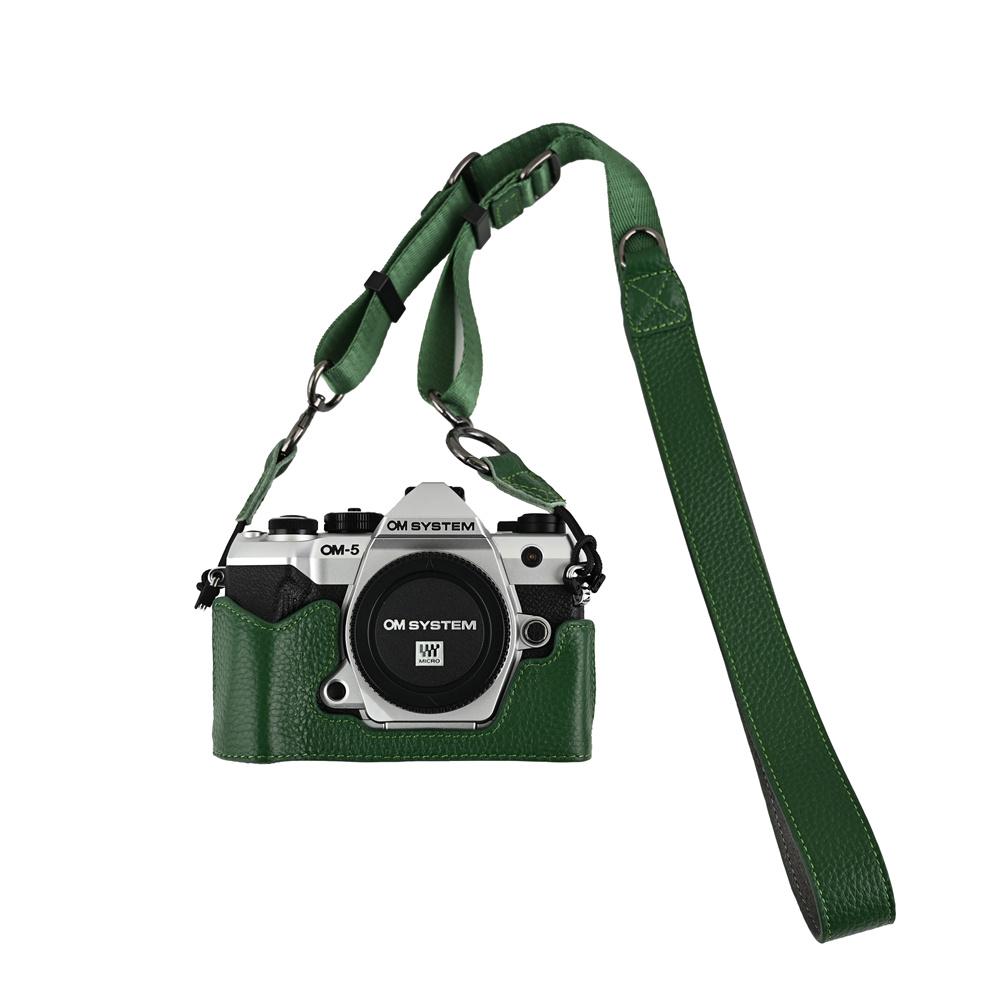 

Чехол-половина корпуса камеры из натуральной кожи для Olympus OM-5 Mark II OM5II, с отверстием для аккумулятора, нижней крышкой и настоящим плечевым ремнем
