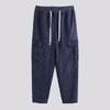 Men's corduroy trousers solid color sweatpants loose straight multi-pocket men's thin casual pants autumn and winter