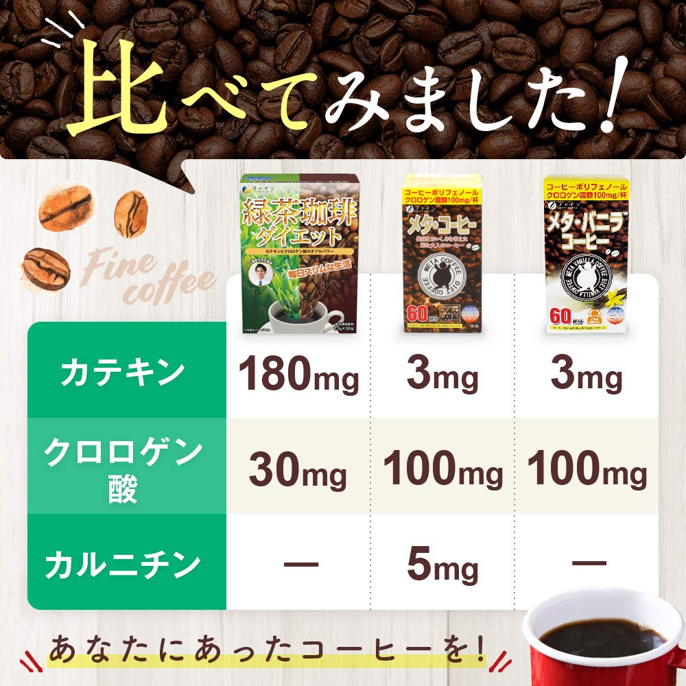 Fine Catechin Green Tea Coffee Diet 30 Packets Polyphenol Chlorogenic Acid Frozen Ground Coffee Made In Japan