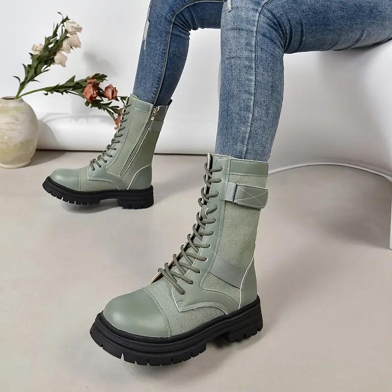 Módní Aphixta Retro Šněrovací Dámské Kozačky Boční Zip Moderní Kozačky Dámské Kozačky Modré 4CM Čtvercový Podpatek Dámská Obuv Boty botas mujer botines