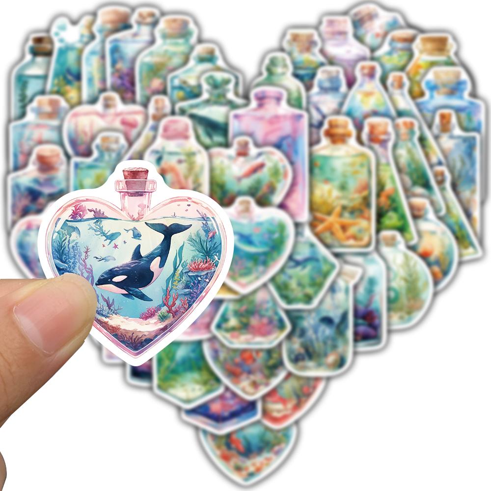 50PCS The World In A Bottle Underwater World Sticker Decorative Creative Laptop Bicycle Skateboard Phone Art Motorcycle Sticker