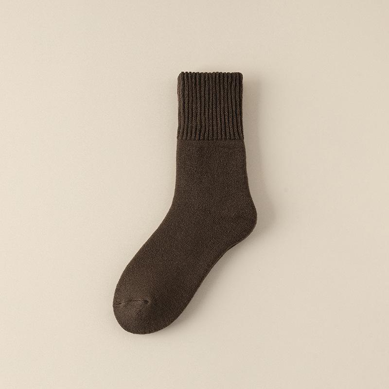 5 Pairs of Men's Winter Super Thick Velvet Anti Cold Warm Soft Waxy Loose Mouth Wool Ring Tube Socks