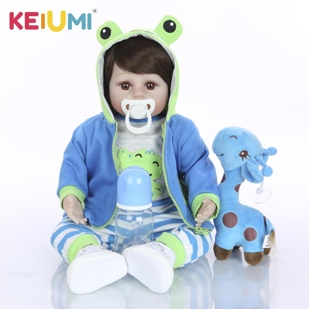 KEIUMI 48 cm Reborn Doll Boy Touch Soft Cloth Body Newborn Babies Dolls Toy With Giraffe Kids Christmas Birthday Gifts