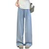 Spring and Autumn Women's Printed Tie Belt Loose Casual High Waisted Straight Leg Pants