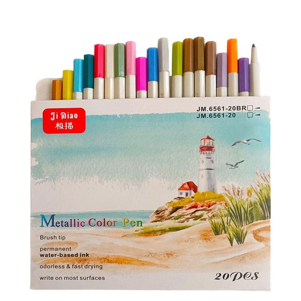 

Акварельная ручка для рисования, маркер с мягкой/жесткой головкой, граффити-инструменты, металлическая ручка, маркеры для рисования краской Hard Tip-20 Colors