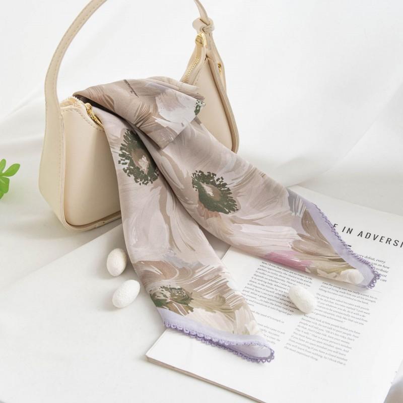 Double Crepe Silk Square Scarf Women Commute Fashion Elegant Shawl Versatile