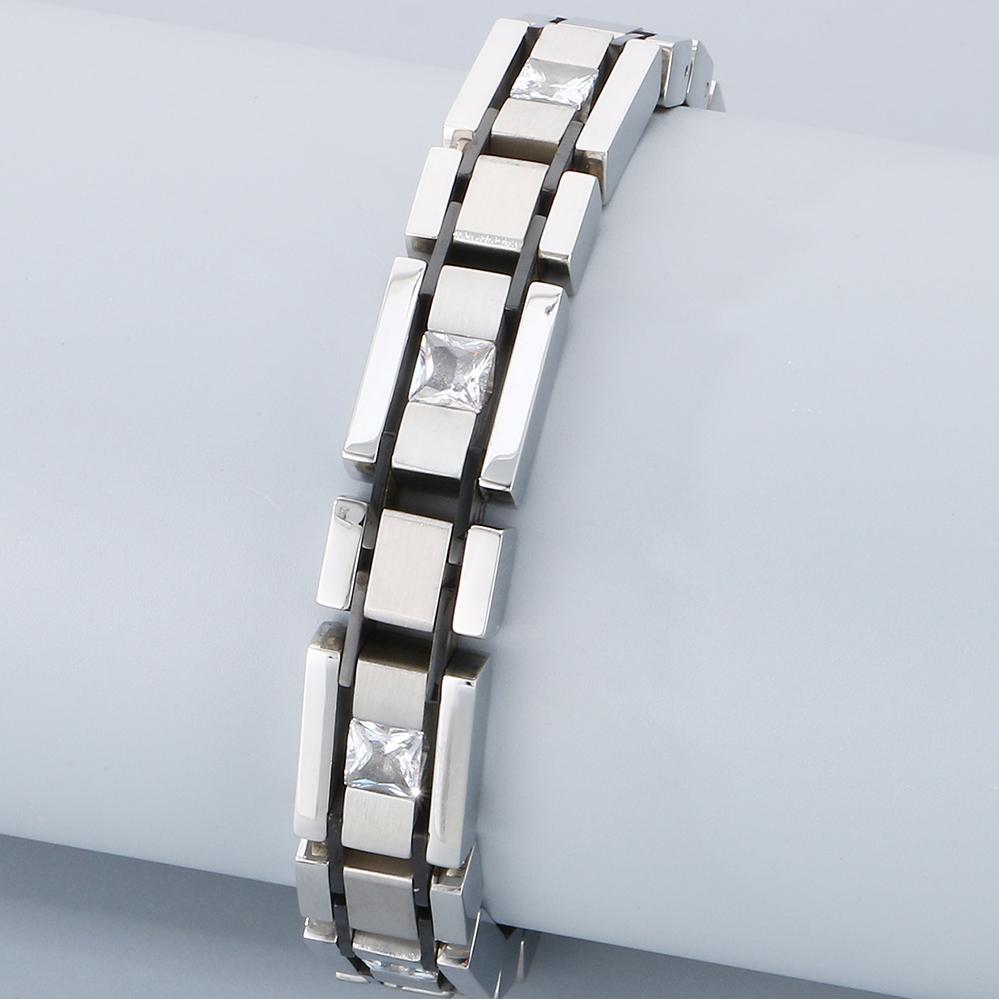 Edelstahl Herren Kettenarmband für Mann Modern Sein Geburtstag Weihnachtsgeschenk Schmuck mit Luxus Zirkonia