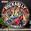 Vintage Rockabilly Rumble Metal Sign 20cm Retro Garage Home Decor Round Tin Plaque