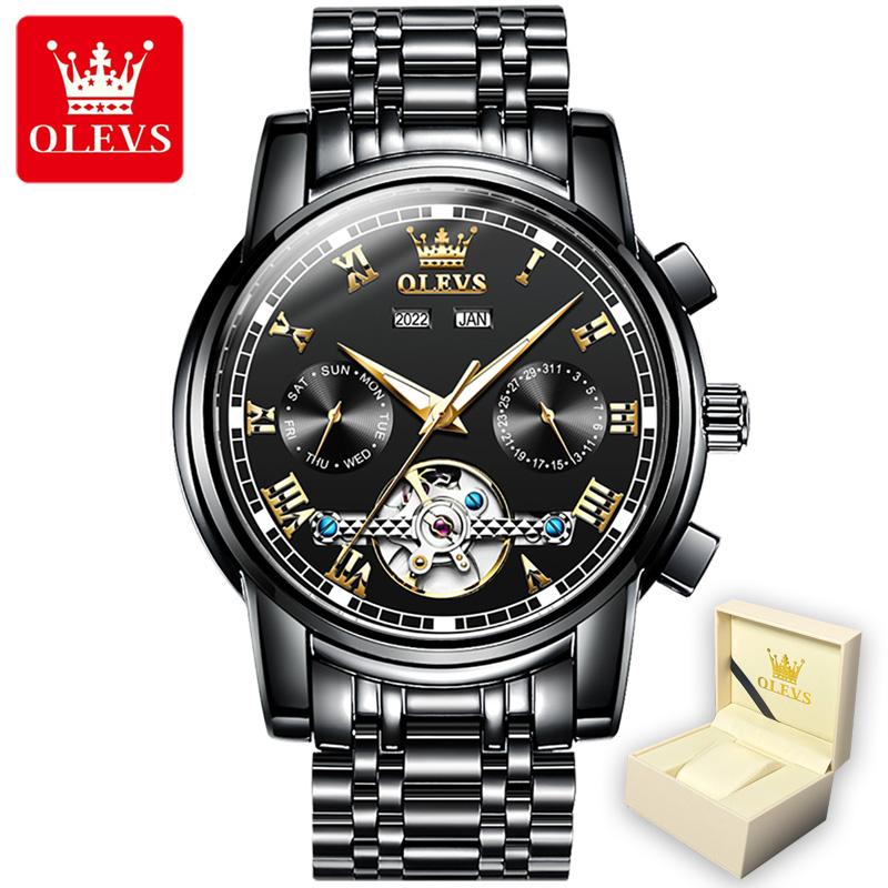 OLEVS 6607 Cu Cutie Cadou Ceas Contor mecanic Multifunctional Ceas barbatesc cu cadran mare