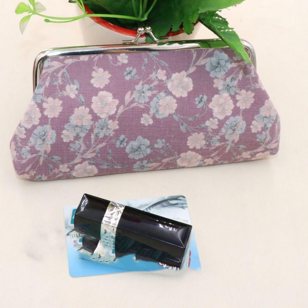 Printing Long Kiss Lock Wallet Hasp Money Clutch Bag Retro Retro Flower Coin Purse  Small Item