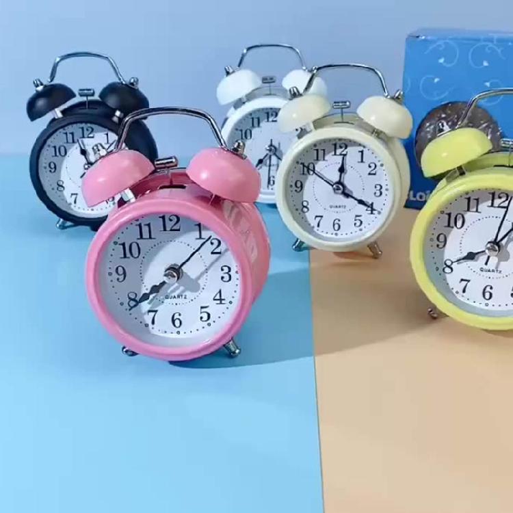 Retro Loud Alarm Clock Double Bell Night Light Children Room Bedroom Decoration