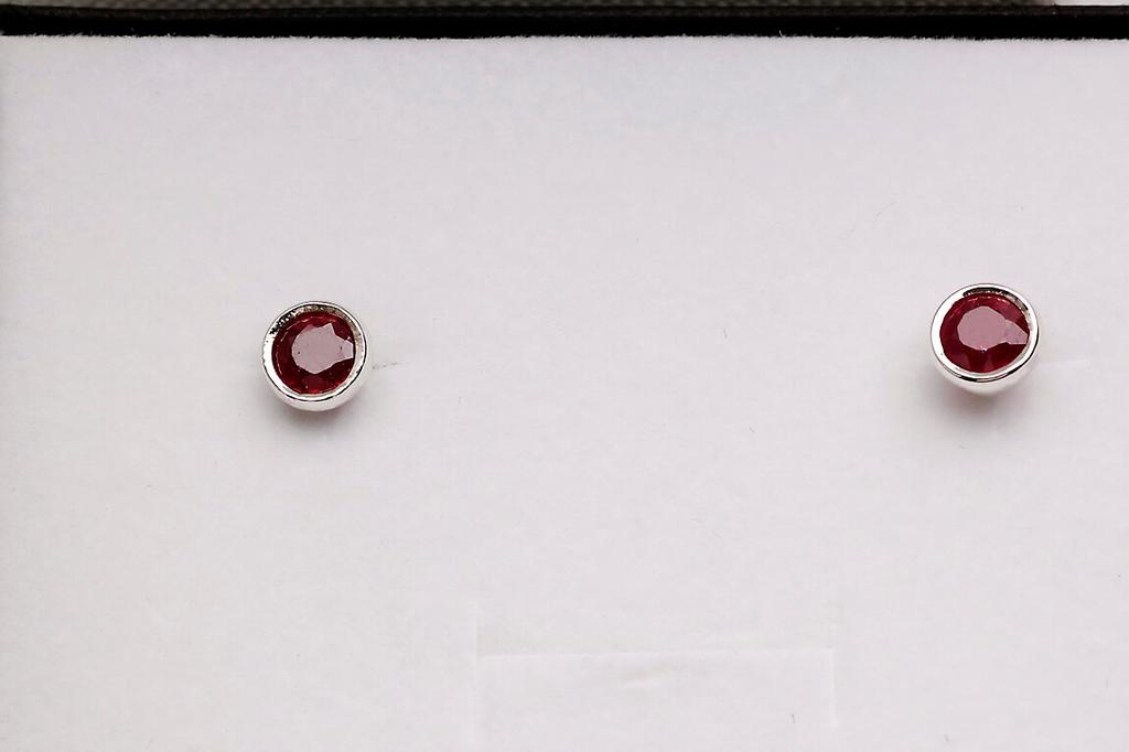 Silver Earrings with Rubies - Kdr4394