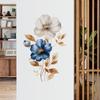Simulated Blue White Floral Gold Leaves Wall Sticker Self-Adhesive Removable for Bedroom Hallway Elegant Home Decor Art
