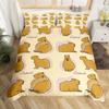 Cartoon Capybara Duvet Cover Twin Queen Toddler Botanical Leaves Funny Animal Bedding Set Graffiti Sketch Lines Comforter Cover