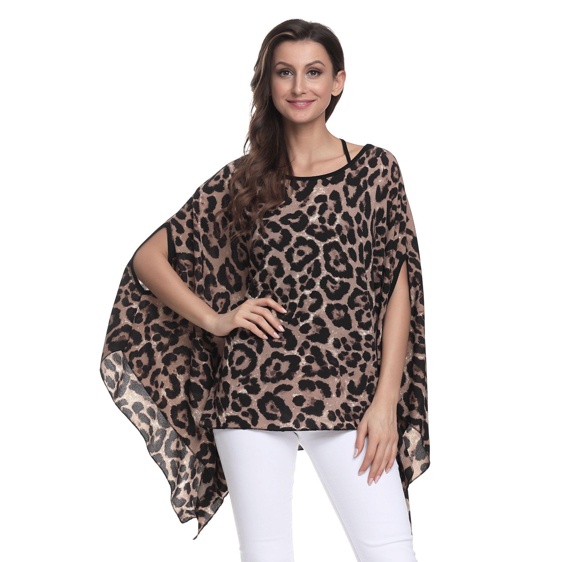 

Женская шифоновая рубашка с рукавами «летучая мышь» большого размера – европейский и американский стиль, очень большая One Size