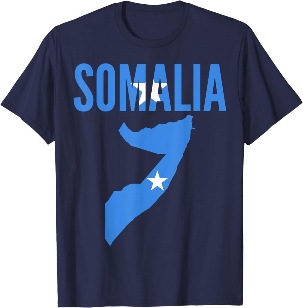 T-shirt Unisex con Mappa e Bandiera della Somalia Facile da Indossare e Abbinare Leggera T-shirt da Uomo