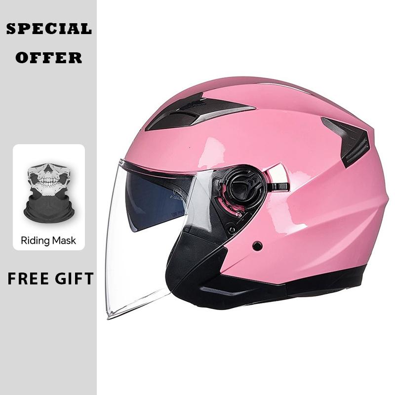 Motorcycle Helmet Half Face Helmets Double Lens Four Seasons Men Women 3/4 Open Face Motorbike Jet Helmets Dual Visor Capacete