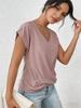 2026 Hot Sale Women's Solid Color V-neck T-shirt, Elegant Short-sleeved Top for Spring/Summer, European American Style