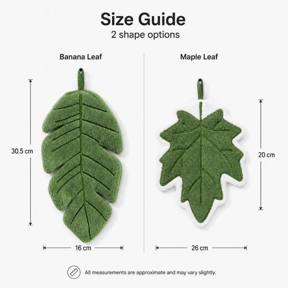 Tropical Banana Leaf Hand Towel Hanging Absorbent Cloth for Kitchen Bathroom Hand Drying Face Wiping and Tableware Cleaning