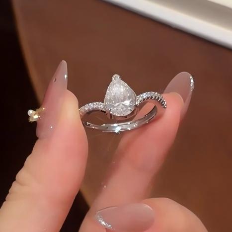 Pear Cut Moissanite Ring S925 Silver Bridal Promise Ring for Women Valentine Wedding Anniversary Gift