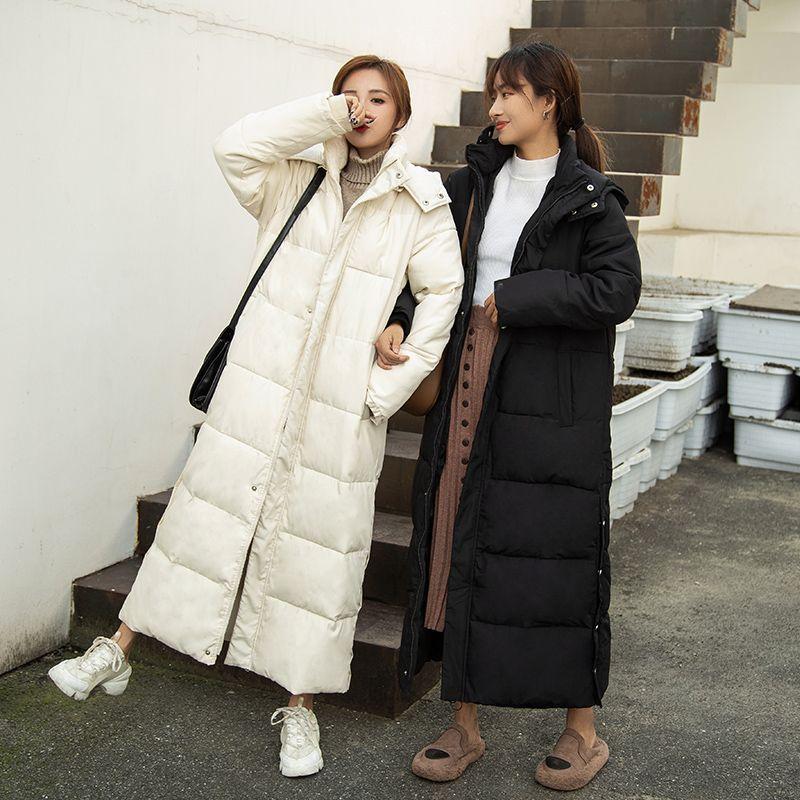 Bis zum Knöchel lange Baumwolle-gepolsterte Kleidung Frauen Winter neue lose unten Baumwolle-gepolsterte Kleidung Student Kunst Prüfung Knie Jacke