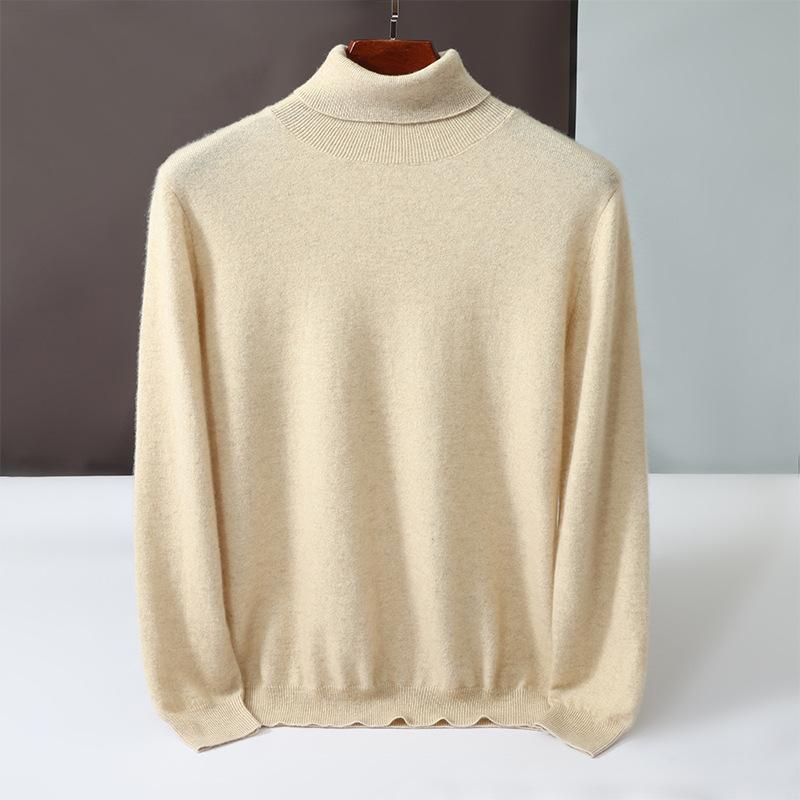 Cashmere shirt men's high lapel neck medium and thick knitted sweater warm youth solid color