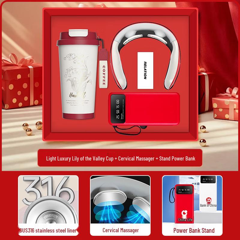 Creative Gift Set with Coffee Cup, Massager & Power Bank
