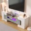 TV Cabinet, High-gloss Lowboard with Multi-colored LED Lighting, 6 Doors, 2 Drawers