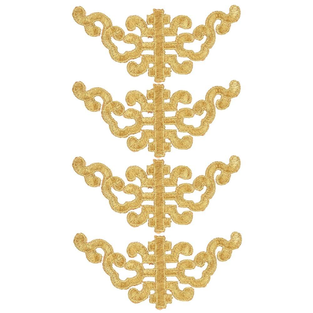 4pcs Gold & Sliver Trimming DIY Applique Patches Iron On Fabric Stickers  DIY Craft Decoration