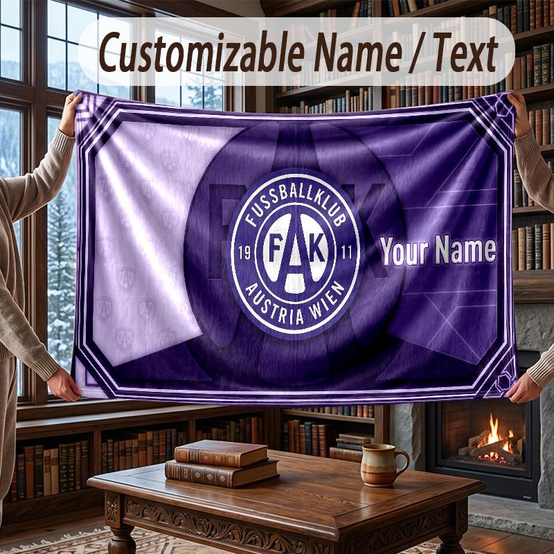 Custom Name Flannel Throw Blanket Austria Wien FC Pattern Warm Home Decoration