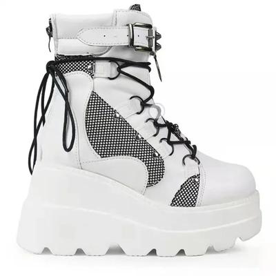 Fashion New Women Punk Gothic Motorcycle Boots 2024 Platform Chunky High Heel Ankle Boot Ladies Cool Wedge Woman Black Female Shoes