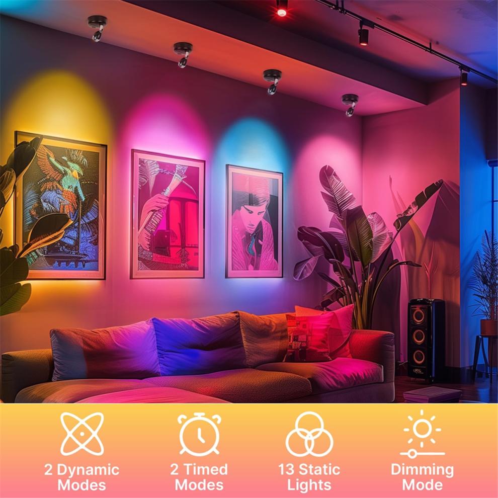 Wireless RGBW Spot Lights Indoor Decor,4 Pack Floor Uplighting Indoor