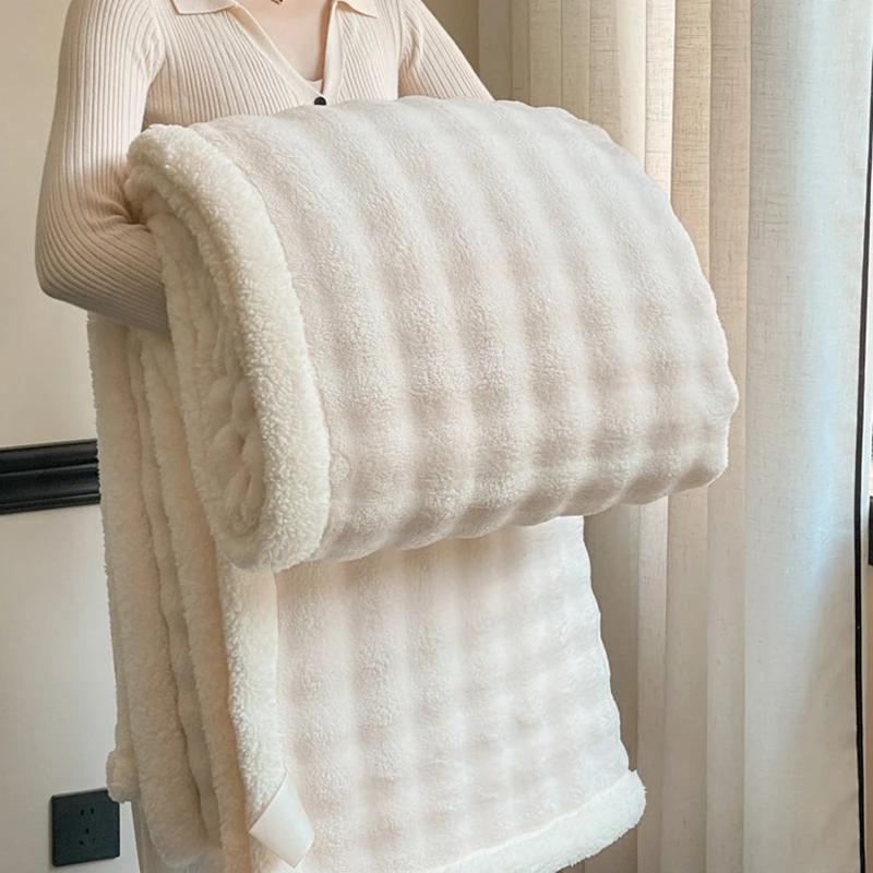 Furry Plush Warm Winter Double Layered Blanket Velvet Coral Fleece Flannel Soft Thick Bedspread for Bed Sofa Single Double Size