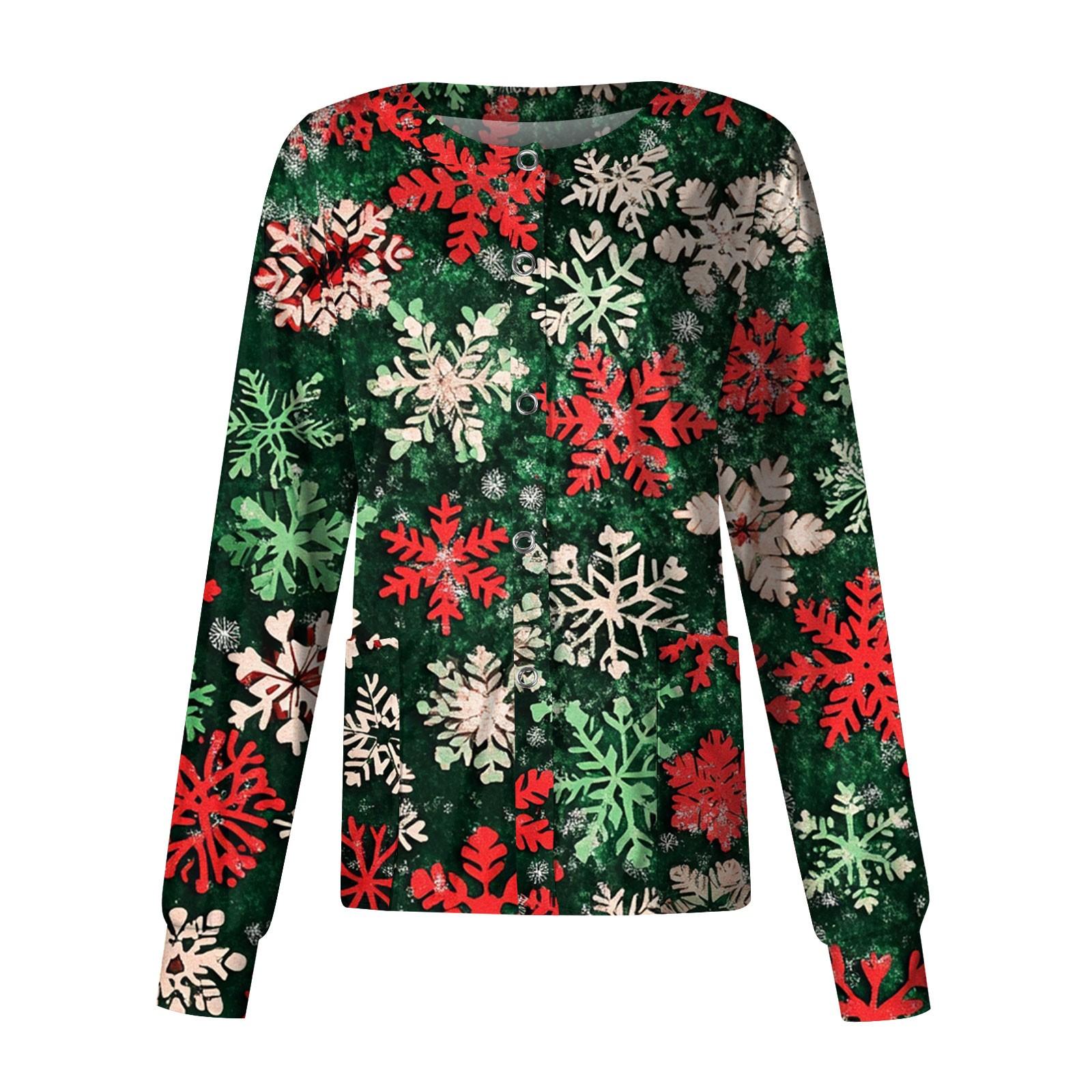 

Жіночий повсякденний одяг з довгим рукавом, різдвяний принт, кардиган, верхній одяг, уніформа M